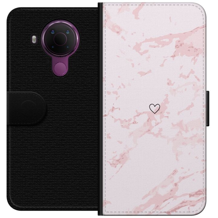 Wallet case for Nokia 5.4 with Pink Heart design in the group SMARTPHONE & TABLETS / Phone cases / Nokia/Microsoft at TP E-commerce Nordic AB (A55768)