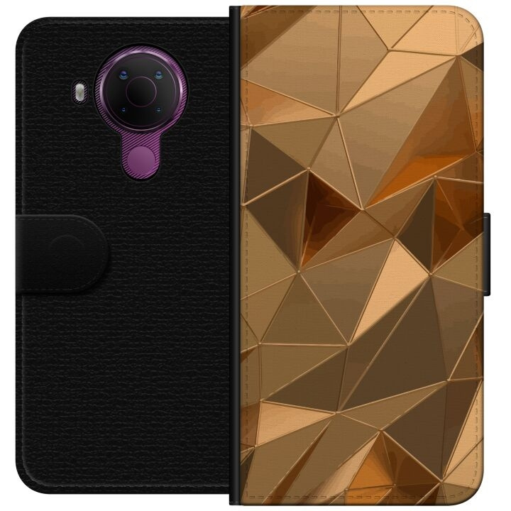 Wallet case for Nokia 5.4 with 3D Gold design in the group SMARTPHONE & TABLETS / Phone cases / Nokia/Microsoft at TP E-commerce Nordic AB (A55769)