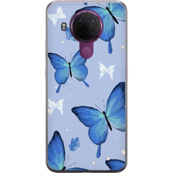 Mobile case for Nokia 5.4 with Blue butterflies design in the group SMARTPHONE & TABLETS / Phone cases / Nokia/Microsoft at TP E-commerce Nordic AB (A55788)