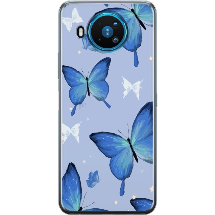 Mobile case for Nokia 8.3 5G with Blue butterflies design in the group SMARTPHONE & TABLETS / Phone cases / Nokia/Microsoft at TP E-commerce Nordic AB (A55815)