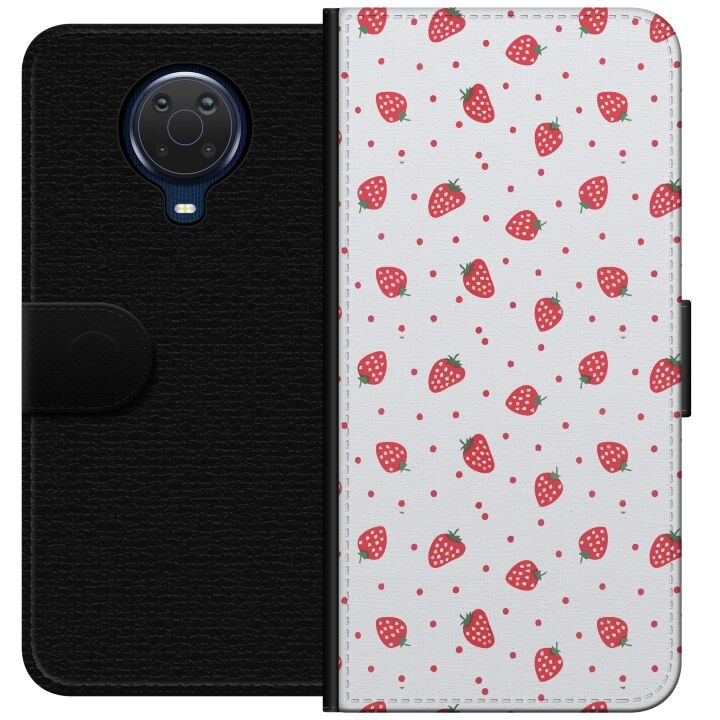 Wallet case for Nokia G20 with Strawberries design in the group SMARTPHONE & TABLETS / Phone cases / Nokia/Microsoft at TP E-commerce Nordic AB (A55951)