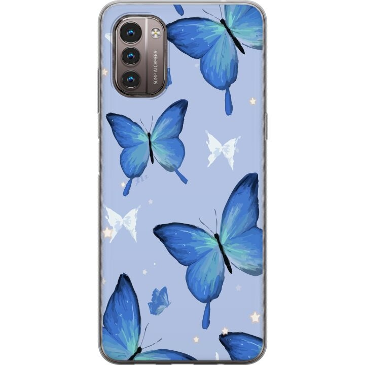 Mobile case for Nokia G21 with Blue butterflies design in the group SMARTPHONE & TABLETS / Phone cases / Nokia/Microsoft at TP E-commerce Nordic AB (A56004)