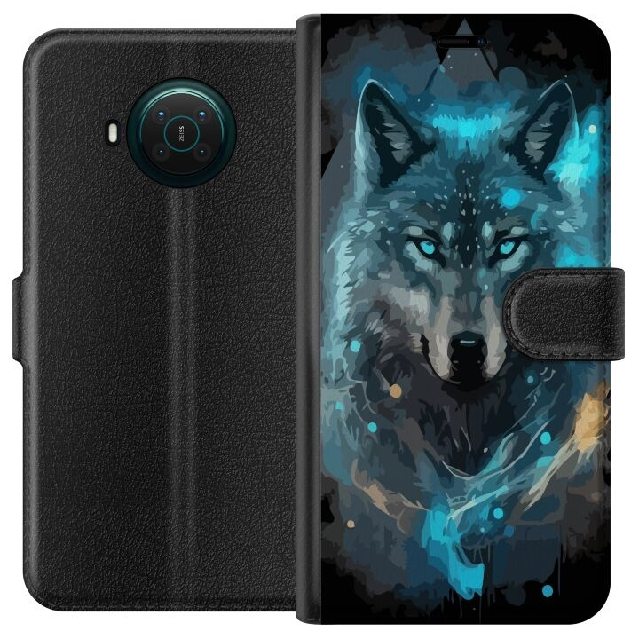 Wallet case for Nokia X20 with Wolf design in the group SMARTPHONE & TABLETS / Phone cases / Nokia/Microsoft at TP E-commerce Nordic AB (A56101)