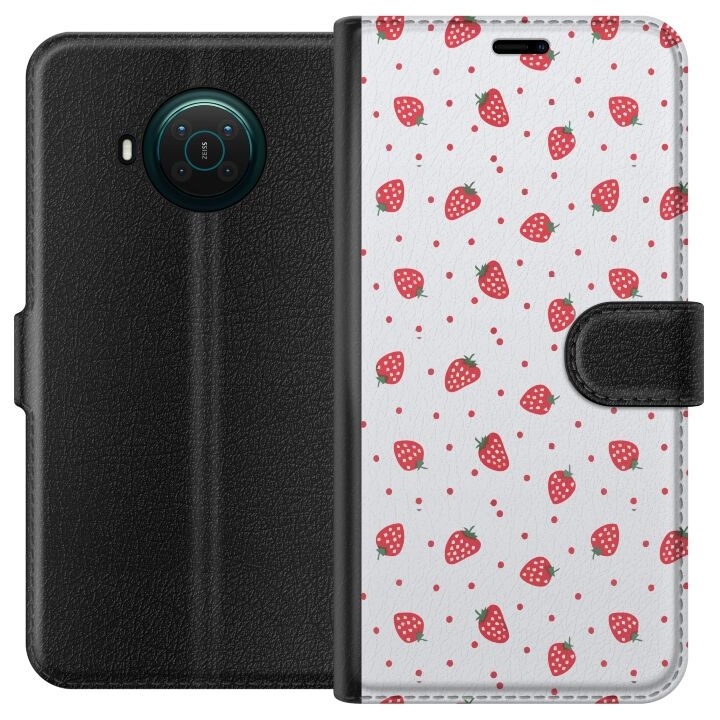 Wallet case for Nokia X20 with Strawberries design in the group SMARTPHONE & TABLETS / Phone cases / Nokia/Microsoft at TP E-commerce Nordic AB (A56113)