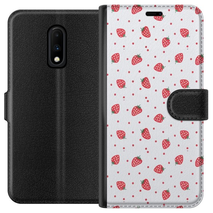 Wallet case for OnePlus 7 with Strawberries design in the group SMARTPHONE & TABLETS / Phone cases / OnePlus at TP E-commerce Nordic AB (A56599)