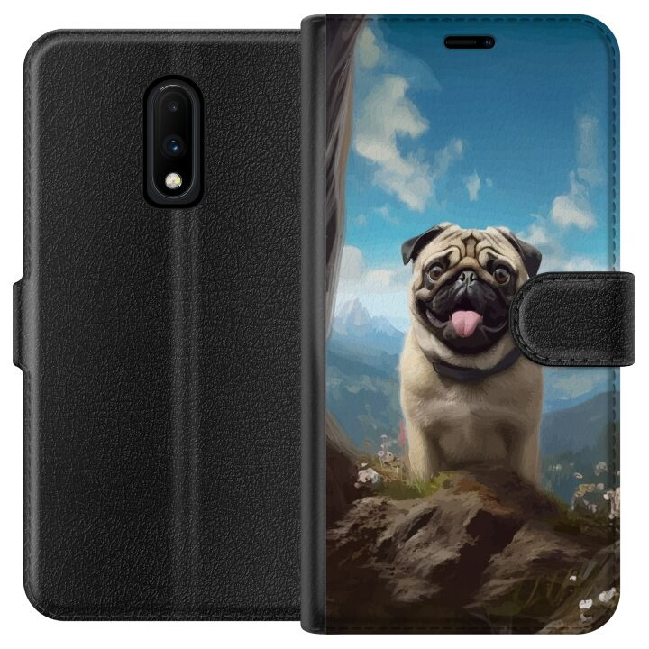 Wallet case for OnePlus 7 with Happy Dog design in the group SMARTPHONE & TABLETS / Phone cases / OnePlus at TP E-commerce Nordic AB (A56600)