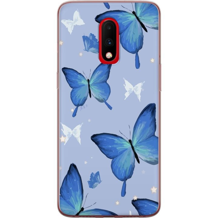 Mobile case for OnePlus 7 with Blue butterflies design in the group SMARTPHONE & TABLETS / Phone cases / OnePlus at TP E-commerce Nordic AB (A56625)