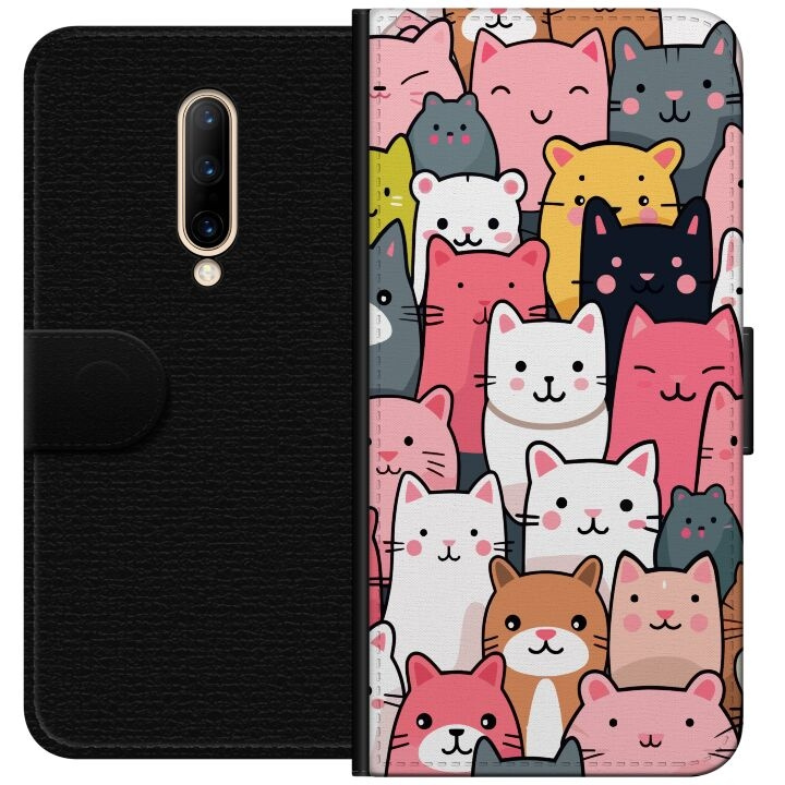 Wallet case for OnePlus 7 Pro with Cat pattern design in the group SMARTPHONE & TABLETS / Phone cases / OnePlus at TP E-commerce Nordic AB (A56644)