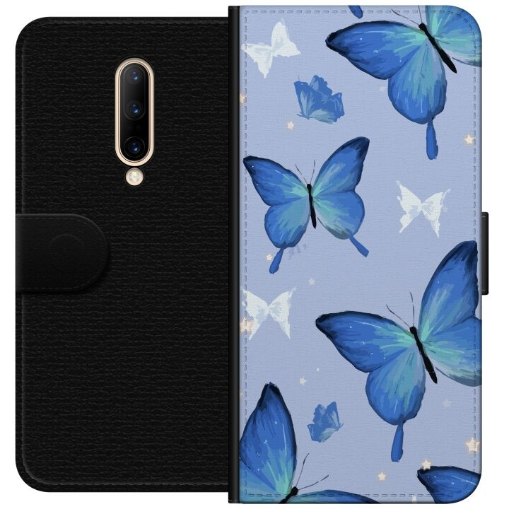 Wallet case for OnePlus 7 Pro with Blue butterflies design in the group SMARTPHONE & TABLETS / Phone cases / OnePlus at TP E-commerce Nordic AB (A56652)