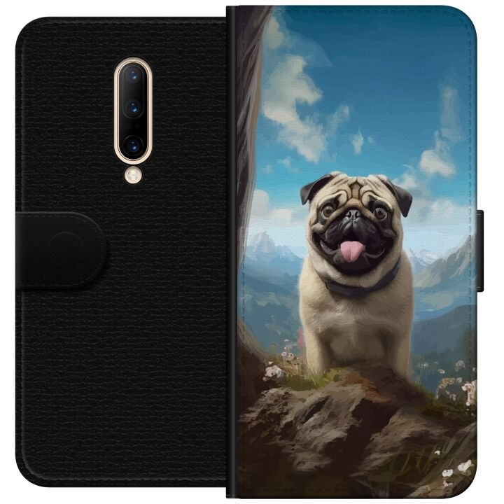 Wallet case for OnePlus 7 Pro with Happy Dog design in the group SMARTPHONE & TABLETS / Phone cases / OnePlus at TP E-commerce Nordic AB (A56654)