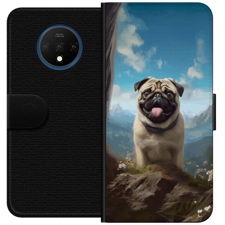 Wallet case for OnePlus 7T with Happy Dog design in the group SMARTPHONE & TABLETS / Phone cases / OnePlus at TP E-commerce Nordic AB (A56708)