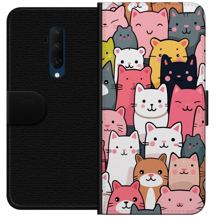 Wallet case for OnePlus 7T Pro with Cat pattern design in the group SMARTPHONE & TABLETS / Phone cases / OnePlus at TP E-commerce Nordic AB (A56752)