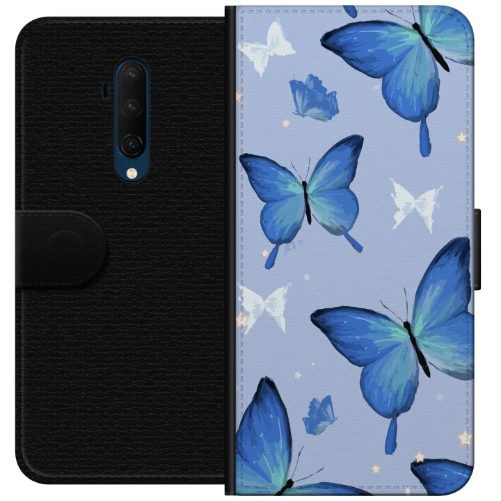 Wallet case for OnePlus 7T Pro with Blue butterflies design in the group SMARTPHONE & TABLETS / Phone cases / OnePlus at TP E-commerce Nordic AB (A56760)