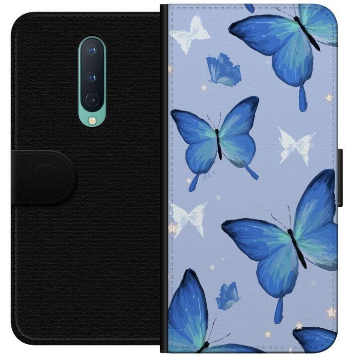 Wallet case for OnePlus 8 with Blue butterflies design in the group SMARTPHONE & TABLETS / Phone cases / OnePlus at TP E-commerce Nordic AB (A56814)