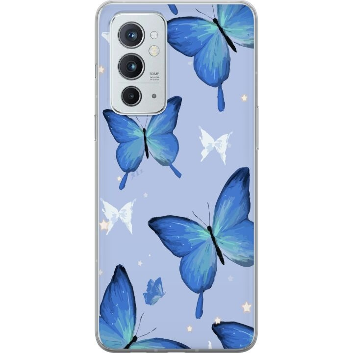 Mobile case for OnePlus 9RT 5G with Blue butterflies design in the group SMARTPHONE & TABLETS / Phone cases / OnePlus at TP E-commerce Nordic AB (A57084)