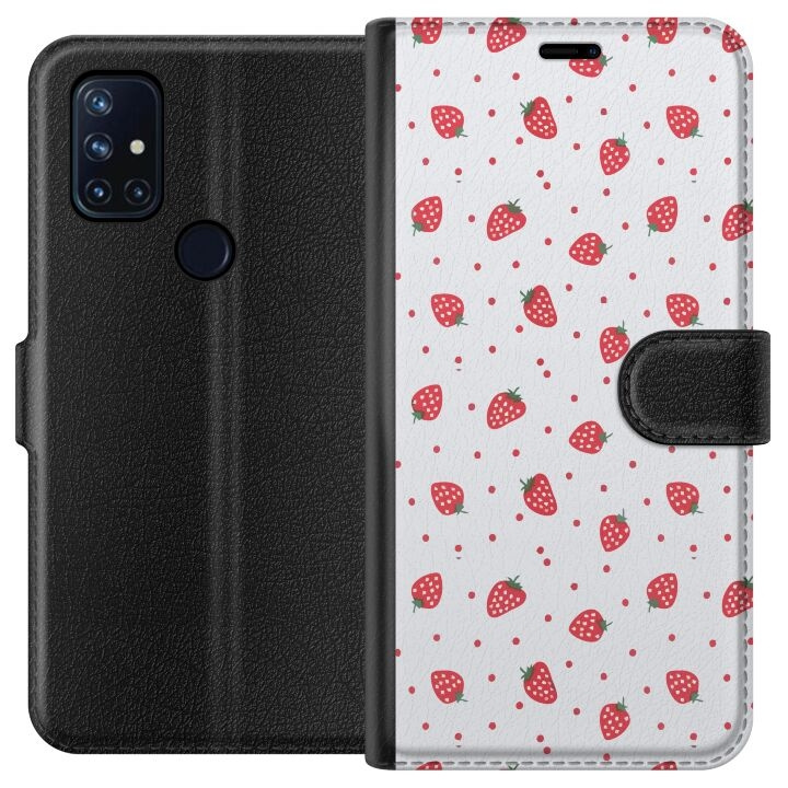 Wallet case for OnePlus Nord N10 5G with Strawberries design in the group SMARTPHONE & TABLETS / Phone cases / OnePlus at TP E-commerce Nordic AB (A57220)