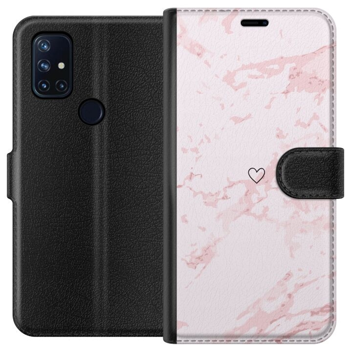 Wallet case for OnePlus Nord N10 5G with Pink Heart design in the group SMARTPHONE & TABLETS / Phone cases / OnePlus at TP E-commerce Nordic AB (A57226)