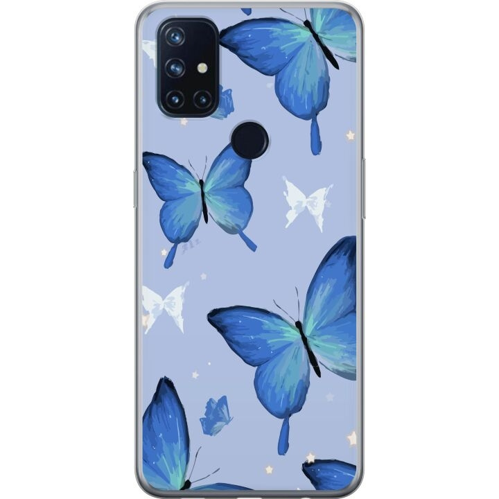 Mobile case for OnePlus Nord N10 5G with Blue butterflies design in the group SMARTPHONE & TABLETS / Phone cases / OnePlus at TP E-commerce Nordic AB (A57246)