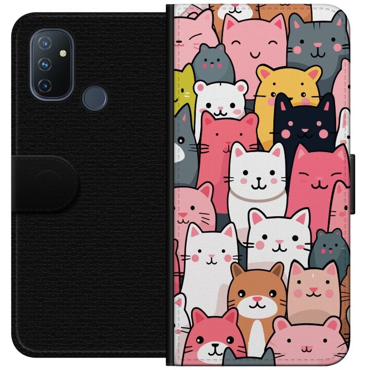 Wallet case for OnePlus Nord N100 with Cat pattern design in the group SMARTPHONE & TABLETS / Phone cases / OnePlus at TP E-commerce Nordic AB (A57265)