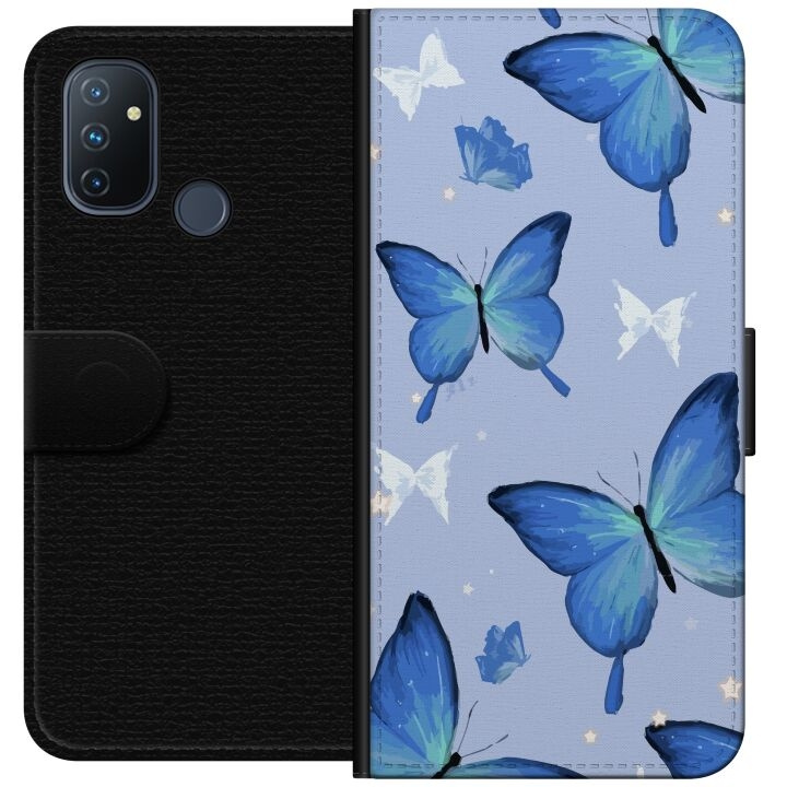 Wallet case for OnePlus Nord N100 with Blue butterflies design in the group SMARTPHONE & TABLETS / Phone cases / OnePlus at TP E-commerce Nordic AB (A57273)