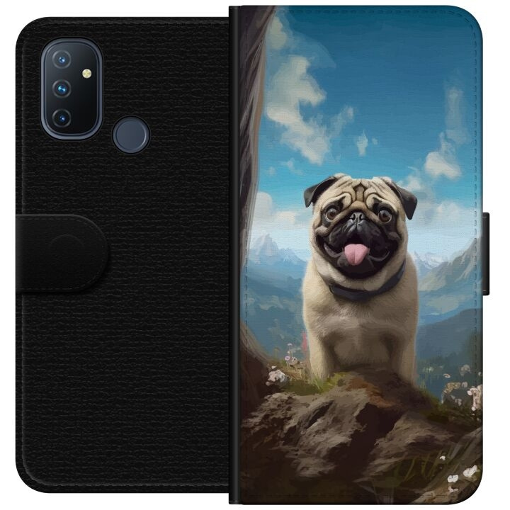 Wallet case for OnePlus Nord N100 with Happy Dog design in the group SMARTPHONE & TABLETS / Phone cases / OnePlus at TP E-commerce Nordic AB (A57275)