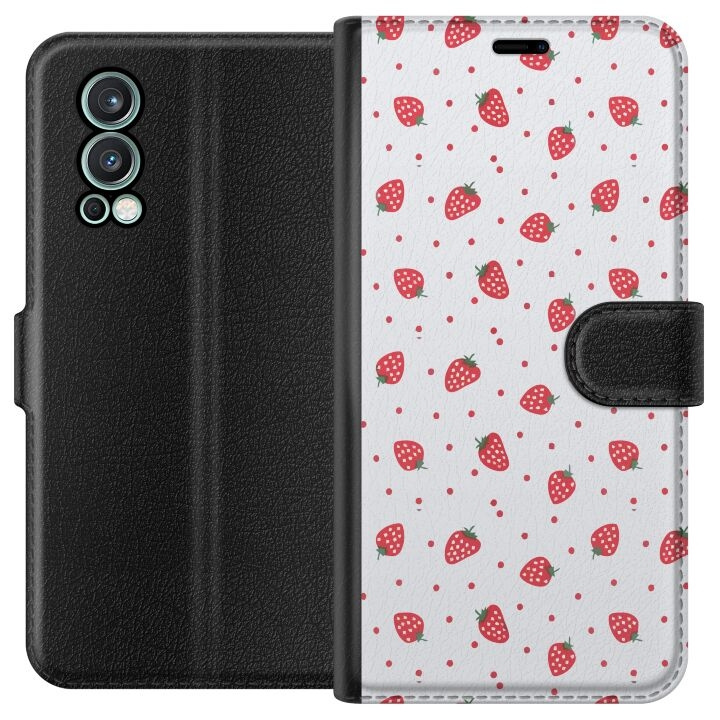 Wallet case for OnePlus Nord 2 5G with Strawberries design in the group SMARTPHONE & TABLETS / Phone cases / OnePlus at TP E-commerce Nordic AB (A57328)