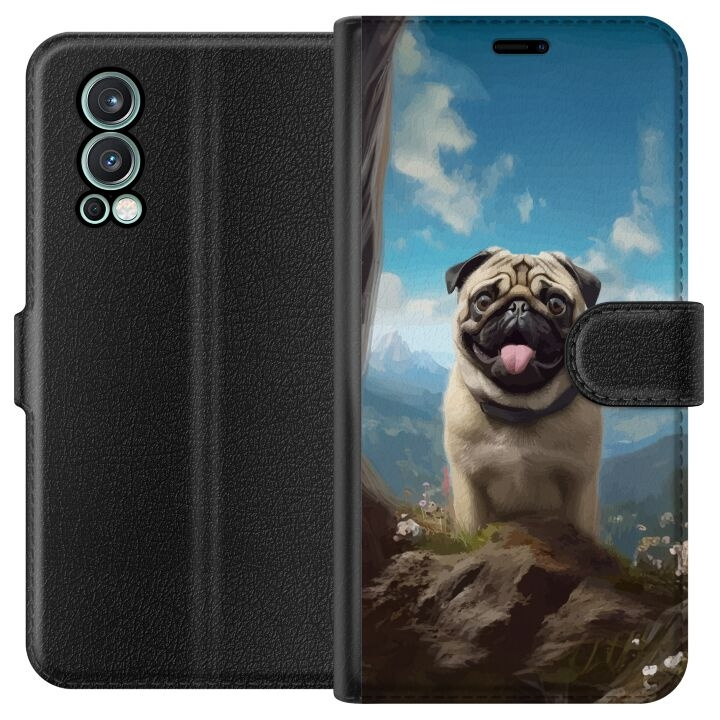 Wallet case for OnePlus Nord 2 5G with Happy Dog design in the group SMARTPHONE & TABLETS / Phone cases / OnePlus at TP E-commerce Nordic AB (A57329)