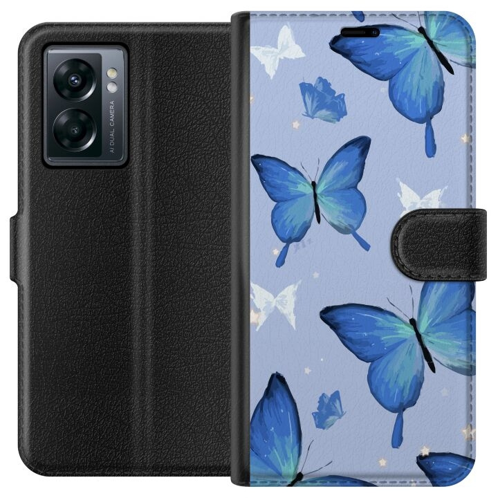 Wallet case for OnePlus Nord N300 with Blue butterflies design in the group SMARTPHONE & TABLETS / Phone cases / OnePlus at TP E-commerce Nordic AB (A57516)