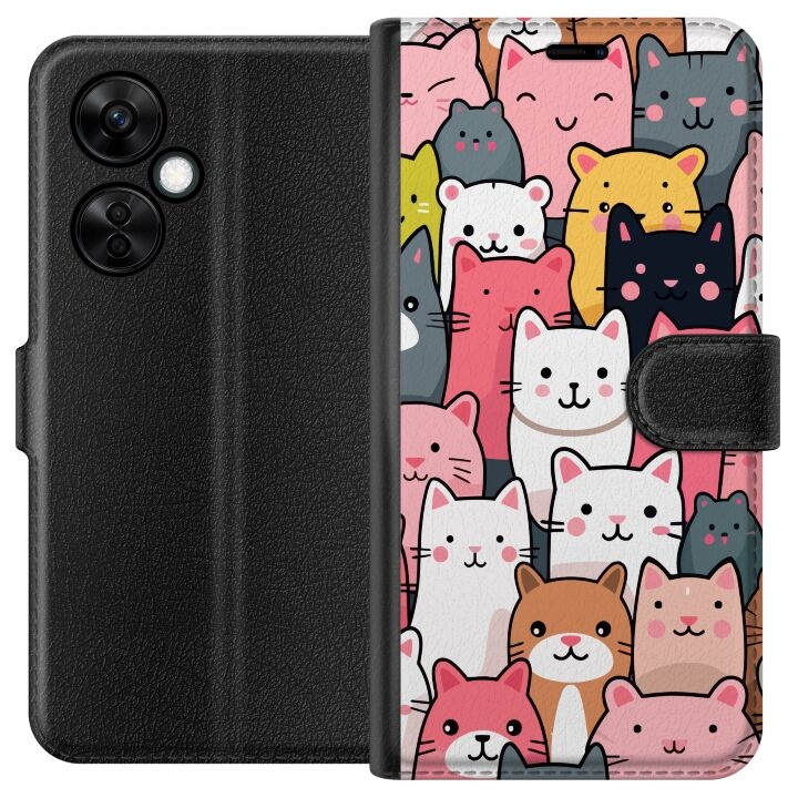 Wallet case for OnePlus Nord CE3 with Cat pattern design in the group SMARTPHONE & TABLETS / Phone cases / OnePlus at TP E-commerce Nordic AB (A57670)