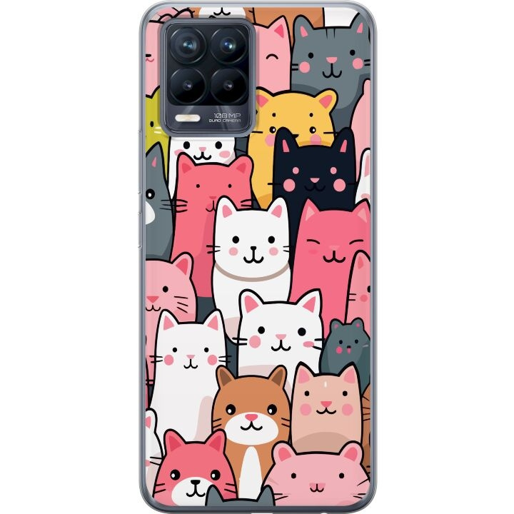 Mobile case for Realme 8 with Cat pattern design in the group SMARTPHONE & TABLETS / Phone cases / Realme at TP E-commerce Nordic AB (A57967)