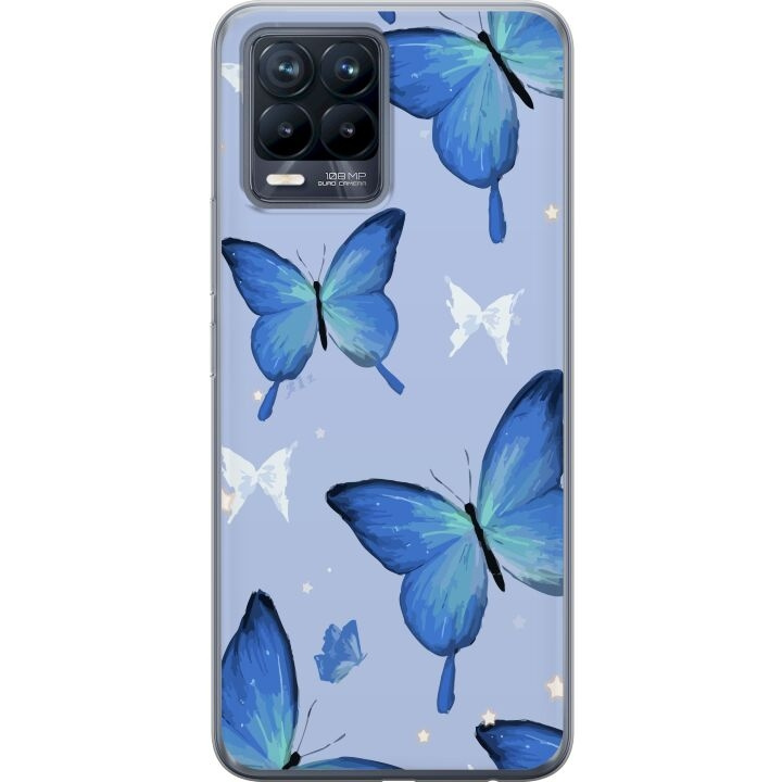 Mobile case for Realme 8 with Blue butterflies design in the group SMARTPHONE & TABLETS / Phone cases / Realme at TP E-commerce Nordic AB (A57975)