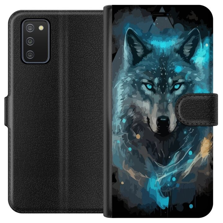 Wallet case for Samsung Galaxy A02s with Wolf design in the group SMARTPHONE & TABLETS / Phone cases / Samsung at TP E-commerce Nordic AB (A58153)