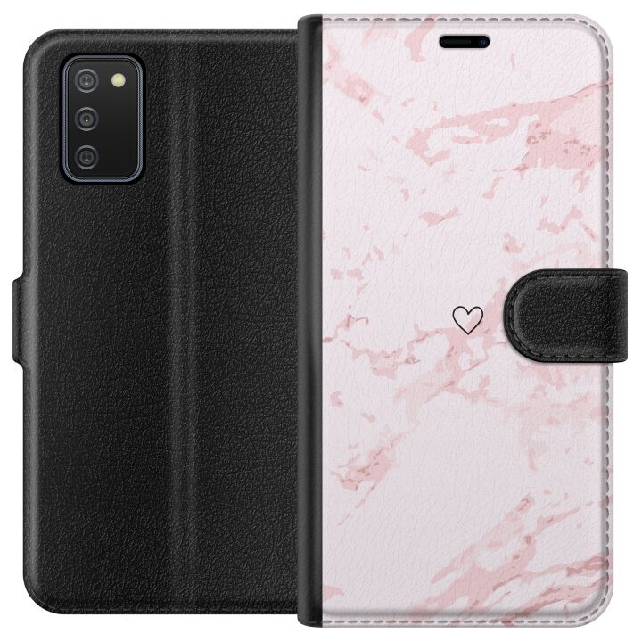 Wallet case for Samsung Galaxy A02s with Pink Heart design in the group SMARTPHONE & TABLETS / Phone cases / Samsung at TP E-commerce Nordic AB (A58171)