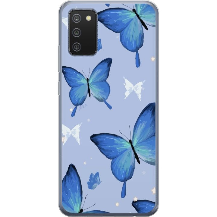 Mobile case for Samsung Galaxy A02s with Blue butterflies design in the group SMARTPHONE & TABLETS / Phone cases / Samsung at TP E-commerce Nordic AB (A58191)