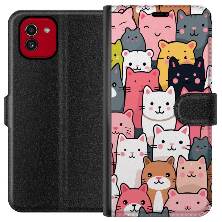 Wallet case for Samsung Galaxy A03 with Cat pattern design in the group SMARTPHONE & TABLETS / Phone cases / Samsung at TP E-commerce Nordic AB (A58210)