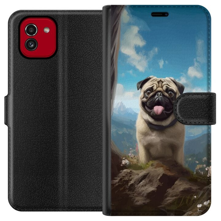 Wallet case for Samsung Galaxy A03 with Happy Dog design in the group SMARTPHONE & TABLETS / Phone cases / Samsung at TP E-commerce Nordic AB (A58220)