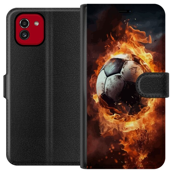 Wallet case for Samsung Galaxy A03 with Football design in the group SMARTPHONE & TABLETS / Phone cases / Samsung at TP E-commerce Nordic AB (A58223)