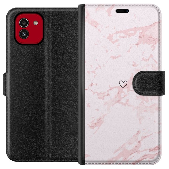 Wallet case for Samsung Galaxy A03 with Pink Heart design in the group SMARTPHONE & TABLETS / Phone cases / Samsung at TP E-commerce Nordic AB (A58225)