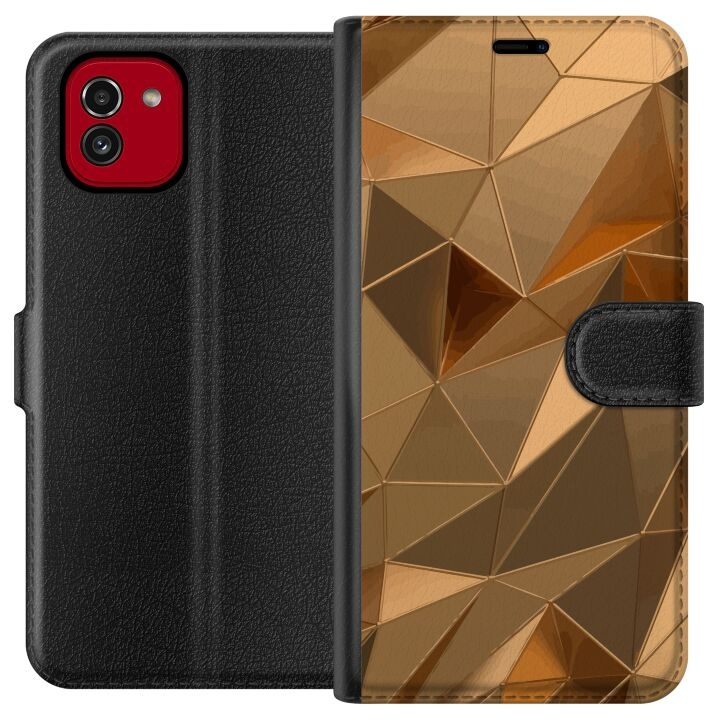 Wallet case for Samsung Galaxy A03 with 3D Gold design in the group SMARTPHONE & TABLETS / Phone cases / Samsung at TP E-commerce Nordic AB (A58226)