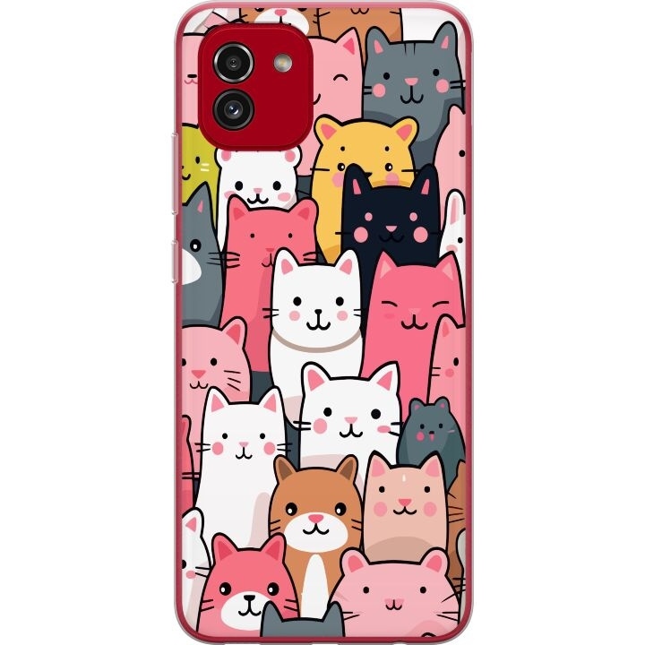 Mobile case for Samsung Galaxy A03 with Cat pattern design in the group SMARTPHONE & TABLETS / Phone cases / Samsung at TP E-commerce Nordic AB (A58237)