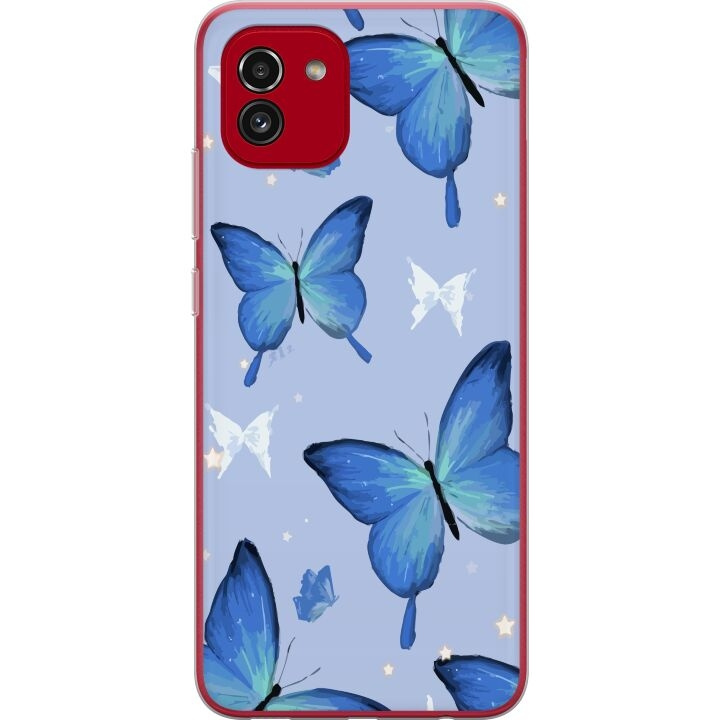 Mobile case for Samsung Galaxy A03 with Blue butterflies design in the group SMARTPHONE & TABLETS / Phone cases / Samsung at TP E-commerce Nordic AB (A58245)