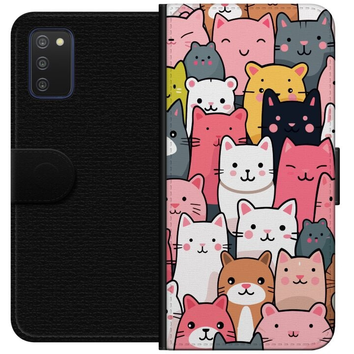 Wallet case for Samsung Galaxy A03s with Cat pattern design in the group SMARTPHONE & TABLETS / Phone cases / Samsung at TP E-commerce Nordic AB (A58264)