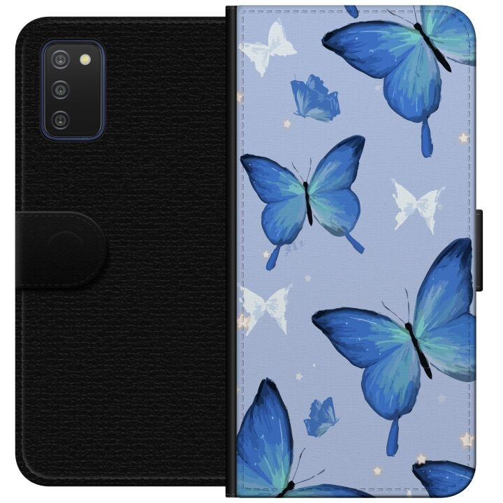 Wallet case for Samsung Galaxy A03s with Blue butterflies design in the group SMARTPHONE & TABLETS / Phone cases / Samsung at TP E-commerce Nordic AB (A58272)