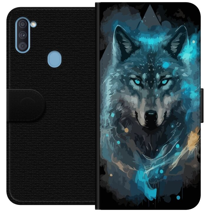 Wallet case for Samsung Galaxy A11 with Wolf design in the group SMARTPHONE & TABLETS / Phone cases / Samsung at TP E-commerce Nordic AB (A58531)