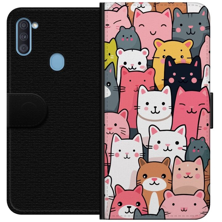 Wallet case for Samsung Galaxy A11 with Cat pattern design in the group SMARTPHONE & TABLETS / Phone cases / Samsung at TP E-commerce Nordic AB (A58534)