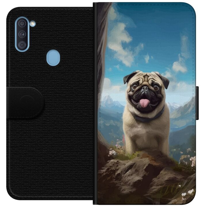 Wallet case for Samsung Galaxy A11 with Happy Dog design in the group SMARTPHONE & TABLETS / Phone cases / Samsung at TP E-commerce Nordic AB (A58544)