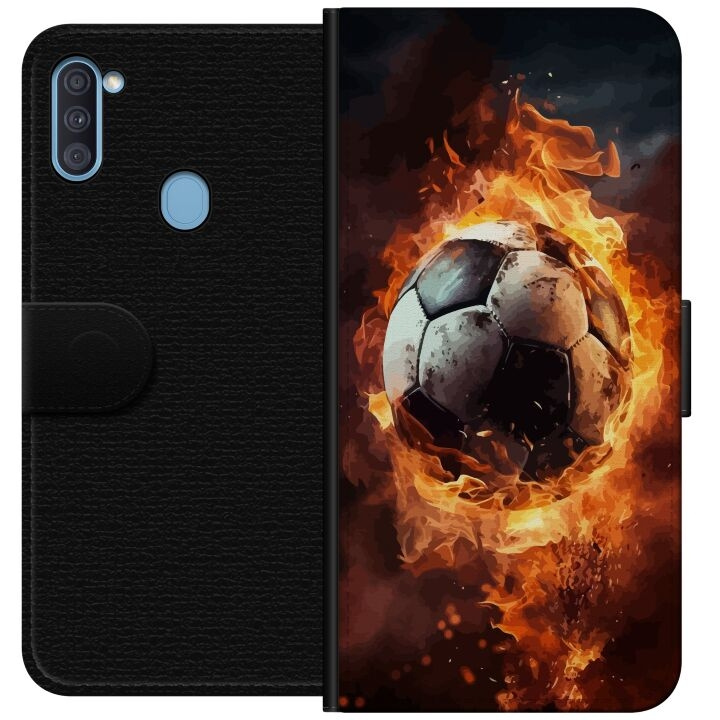 Wallet case for Samsung Galaxy A11 with Football design in the group SMARTPHONE & TABLETS / Phone cases / Samsung at TP E-commerce Nordic AB (A58547)