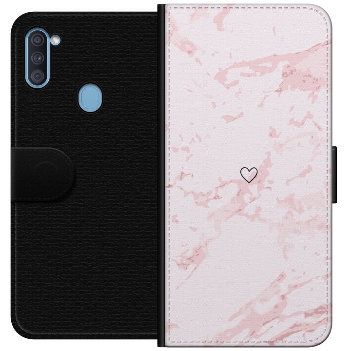 Wallet case for Samsung Galaxy A11 with Pink Heart design in the group SMARTPHONE & TABLETS / Phone cases / Samsung at TP E-commerce Nordic AB (A58549)