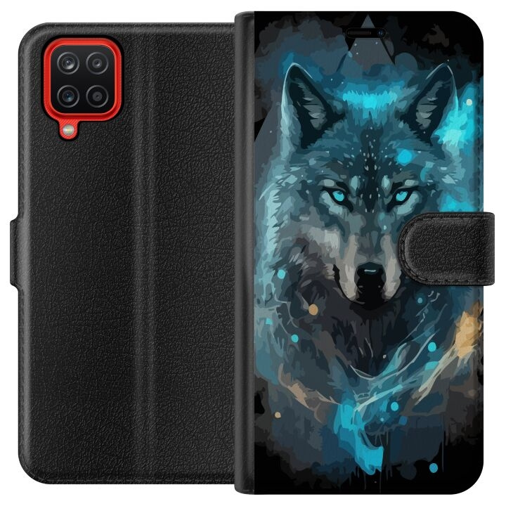 Wallet case for Samsung Galaxy A12 with Wolf design in the group SMARTPHONE & TABLETS / Phone cases / Samsung at TP E-commerce Nordic AB (A58585)