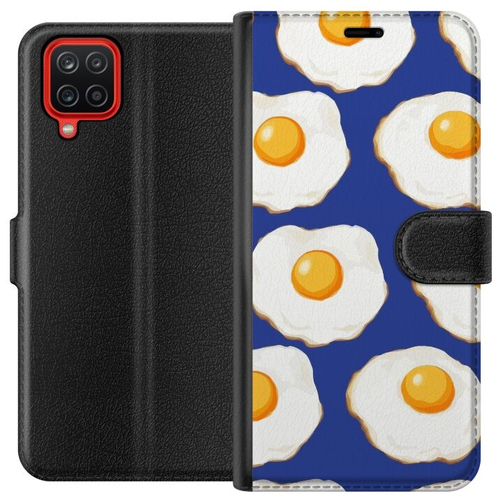 Wallet case for Samsung Galaxy A12 with Fried eggs design in the group SMARTPHONE & TABLETS / Phone cases / Samsung at TP E-commerce Nordic AB (A58586)